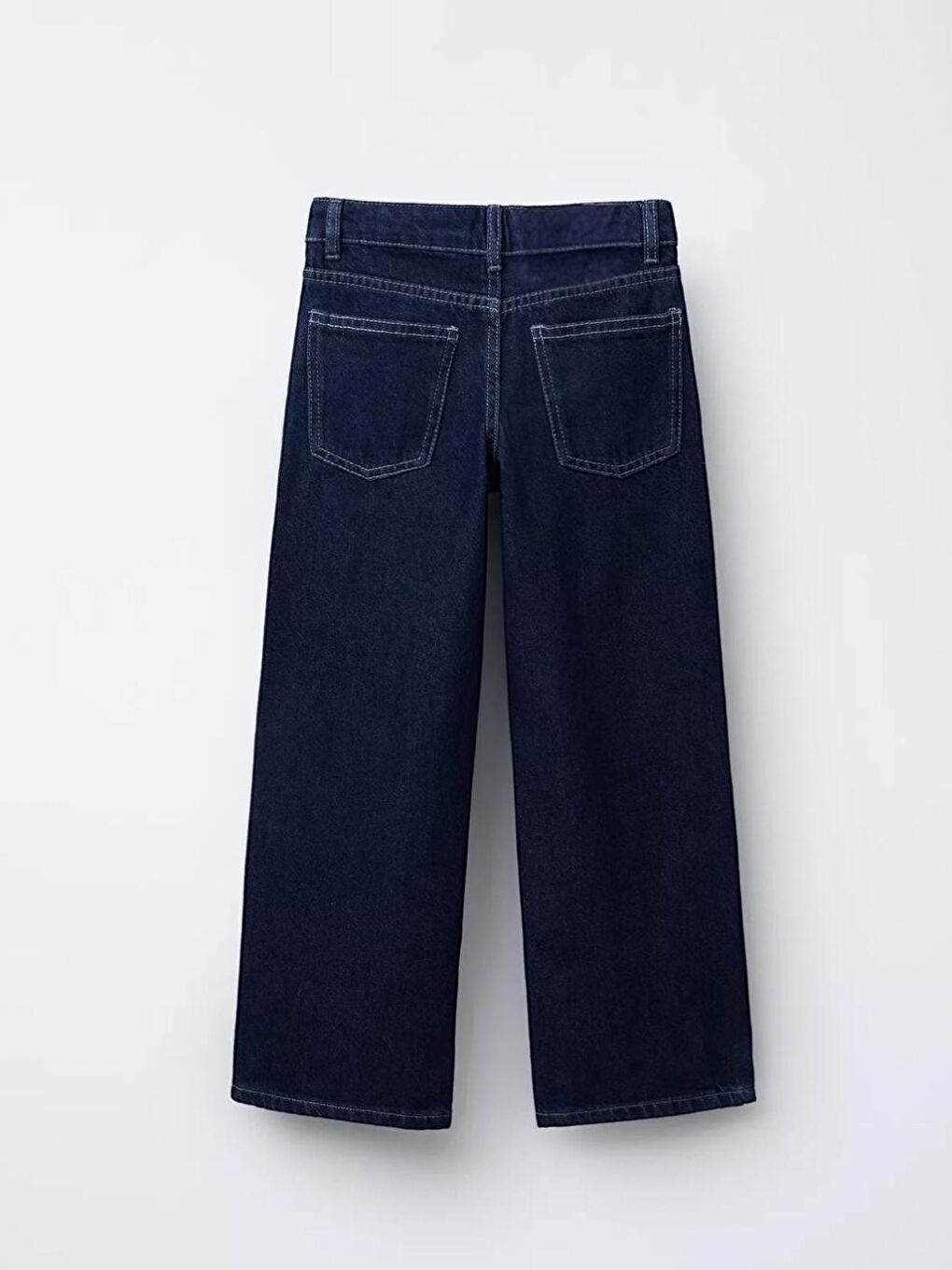 Kız Çocuk Koyu Mavi Mid Rise Baggy Jean Pantolon-1
