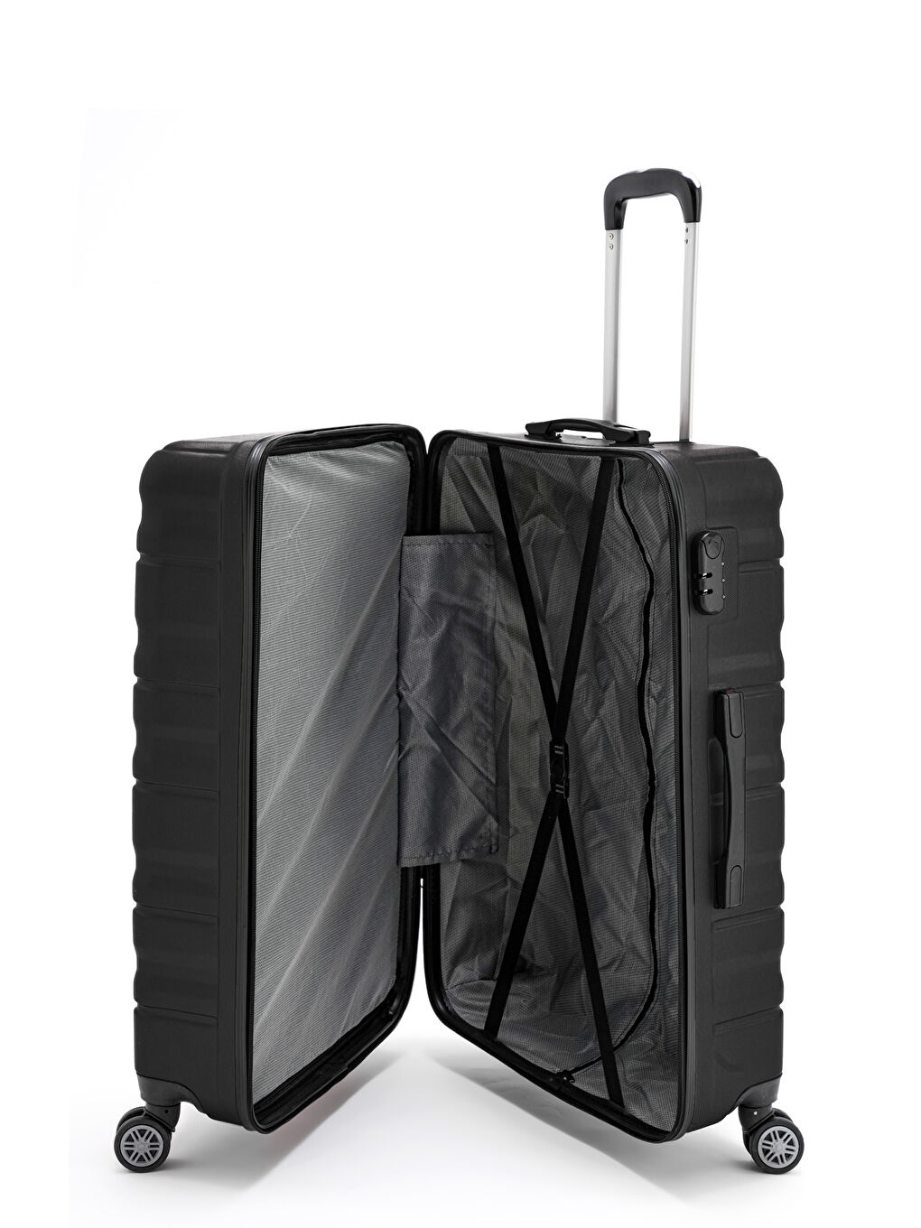 Siyah Abs Baklava Desenli Valiz Seti-7