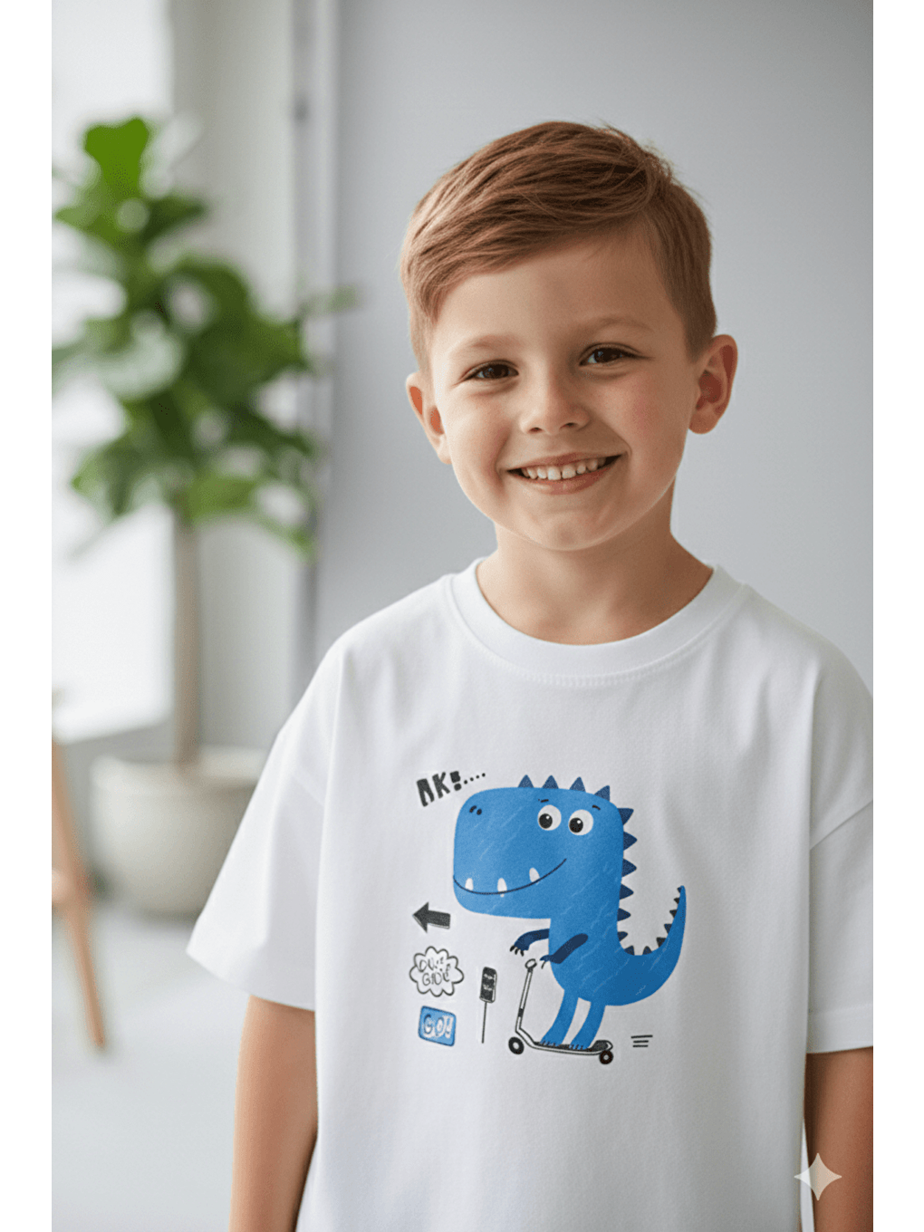 Antrasit Erkek Çocuk Dinozor Baskılı Pamuklu Bisiklet Yaka Altüst Takım-2