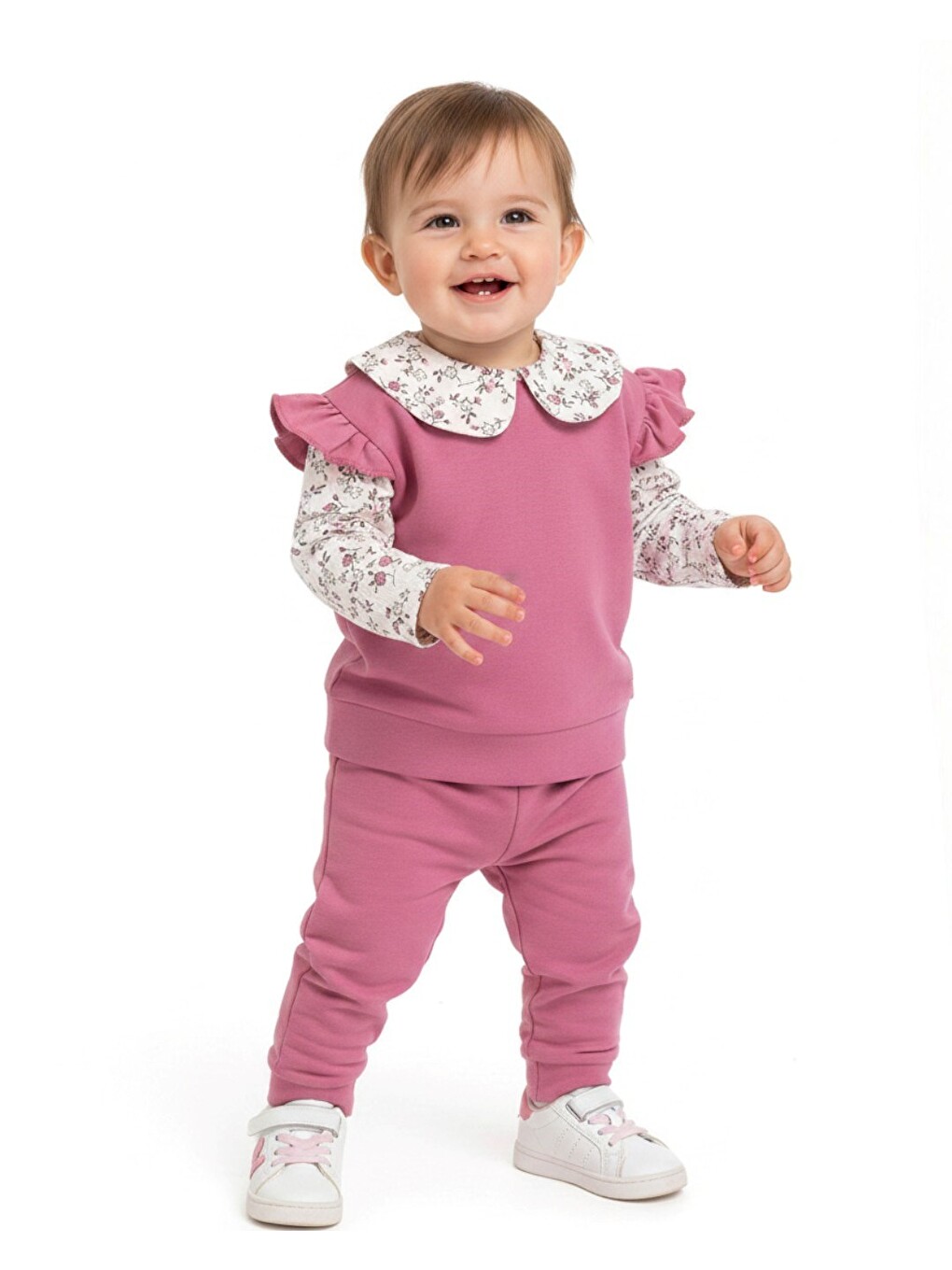 Mürdüm Kız Bebek Yaka Ve Kol Detaylı 6-9-12-18-24 Ay Mevsimlik 2'li Özel Takımı-7