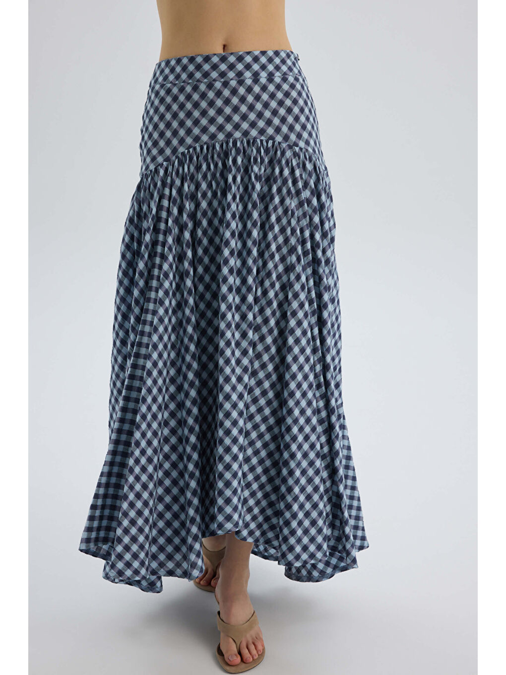 Amelisse Ekoseli Mavi Uzun Etek-6