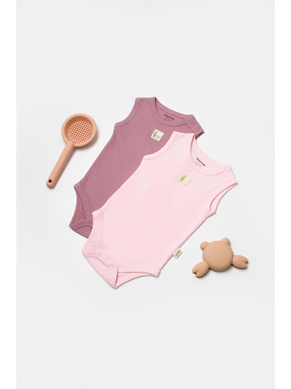 Pembe Bebek 2 Parça Kolsuz Body, %50 Bambu - %50 Organik Pamuk, Bebek ve Yenidoğan Serisi - CSYB9012
