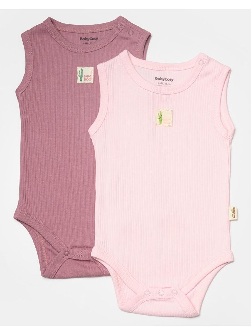Pembe Bebek 2 Parça Kolsuz Body, %50 Bambu - %50 Organik Pamuk, Bebek ve Yenidoğan Serisi - CSYB9012-1