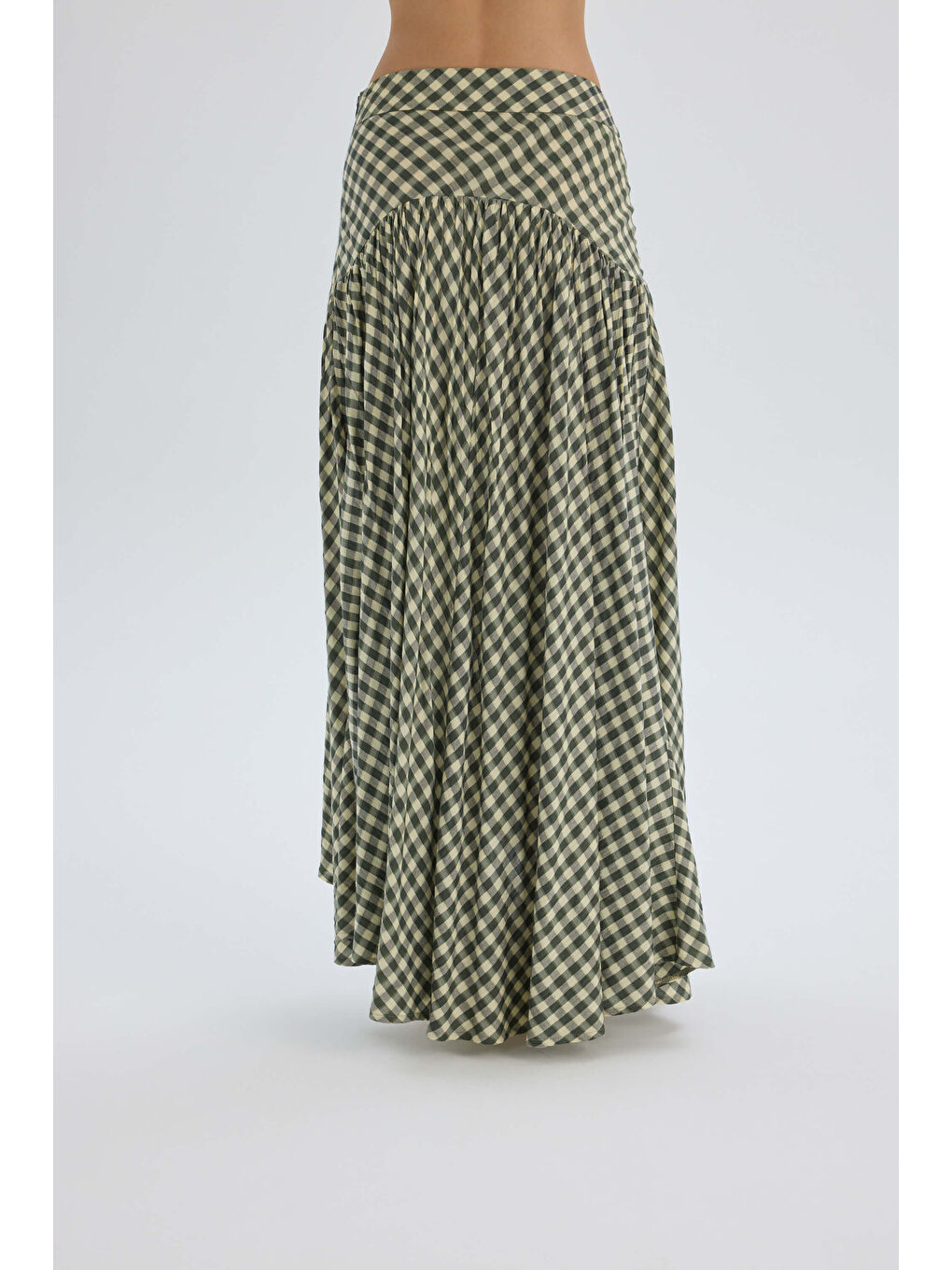 Amelisse Ekoseli Yeşil Uzun Etek-4