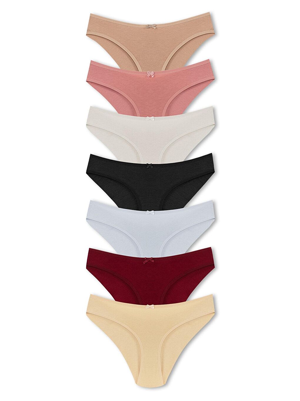 Karışık Pamuklu Arkası Çift Kat Slip Kadın Külot 7'li