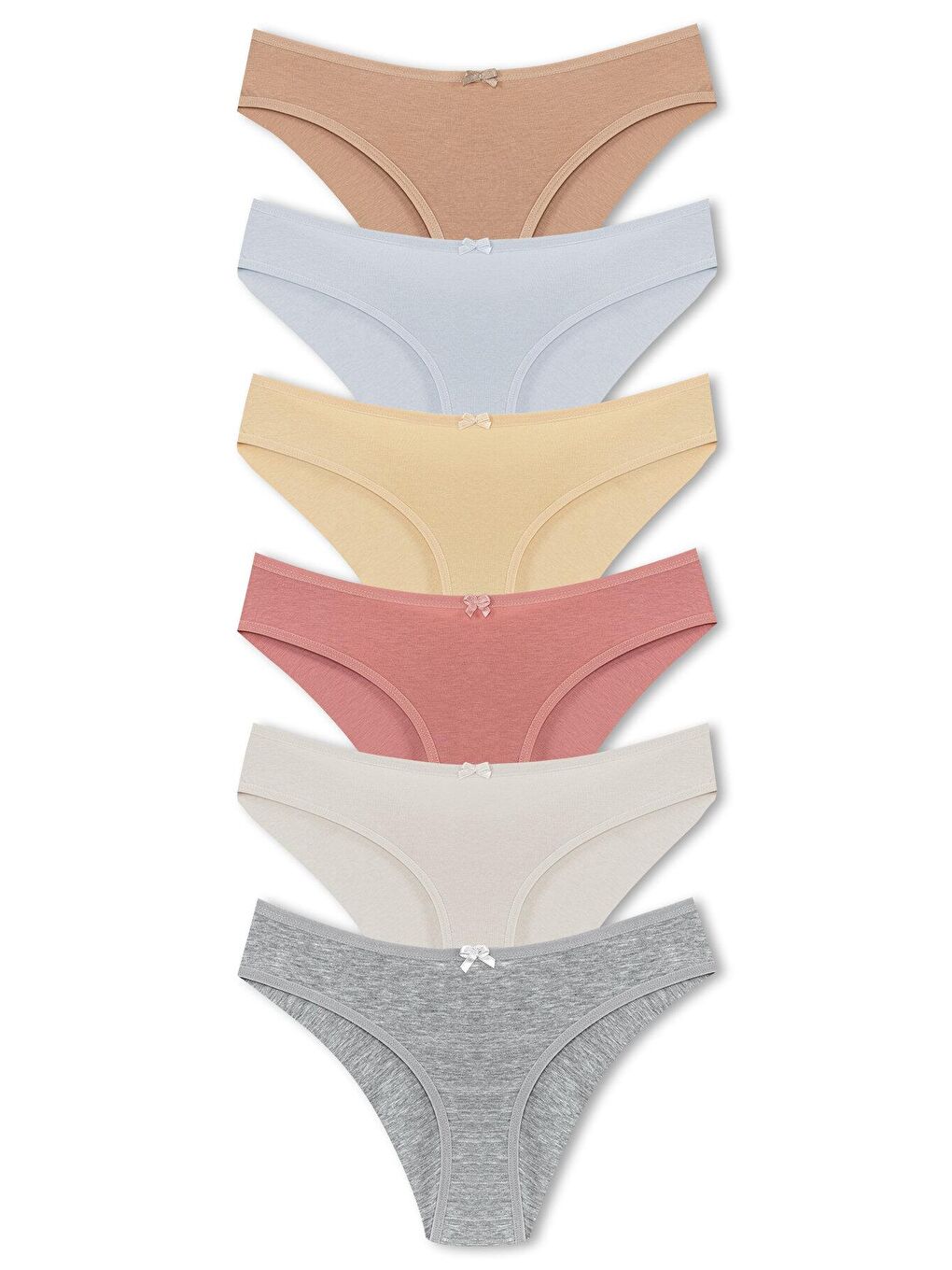 Gri Pamuklu Arkası Çift Kat Slip Kadın Külot 6'lı