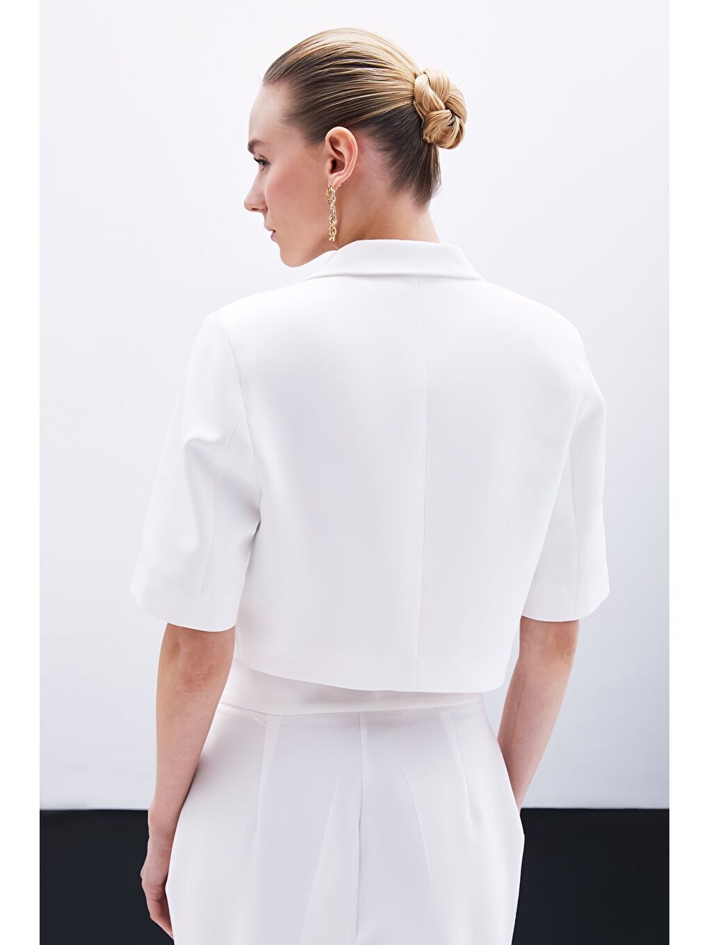 Kısa Kollu Ceket - Ekru-6