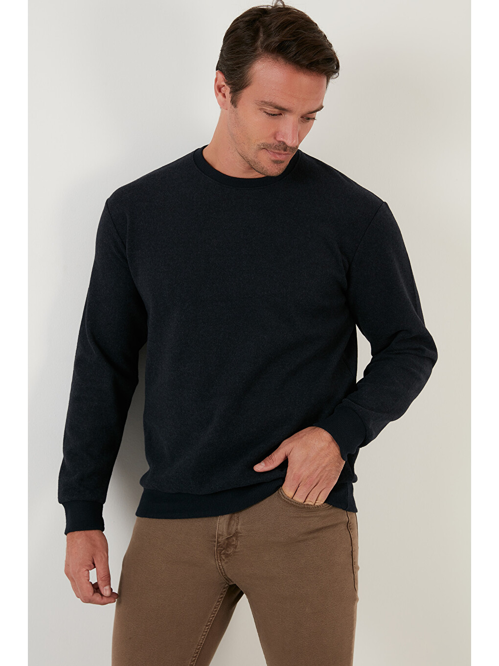 Lacivert Slim Fit Bisiklet Yaka Pamuklu Kazak 4562013w4-2