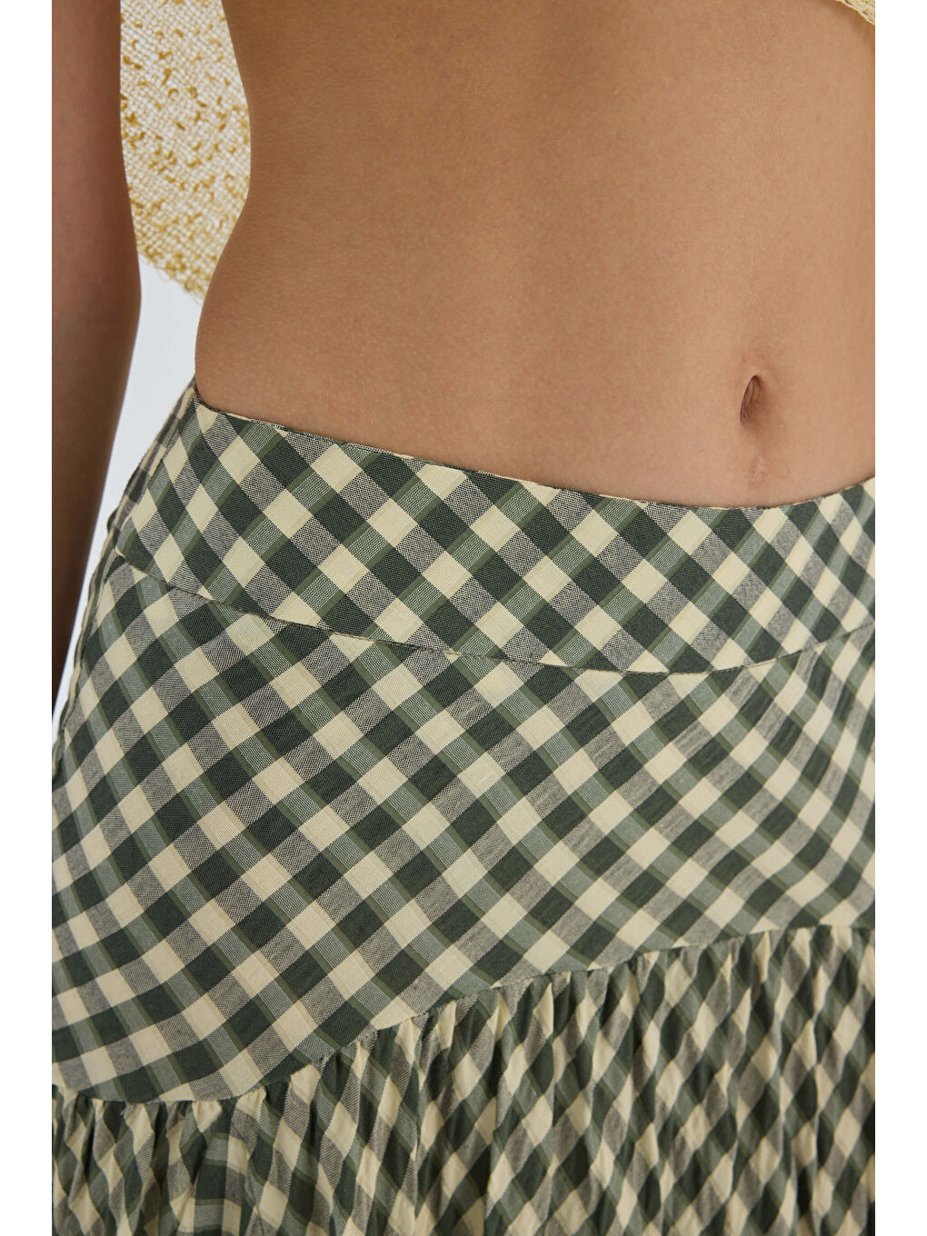 Amelisse Ekoseli Yeşil Uzun Etek-7