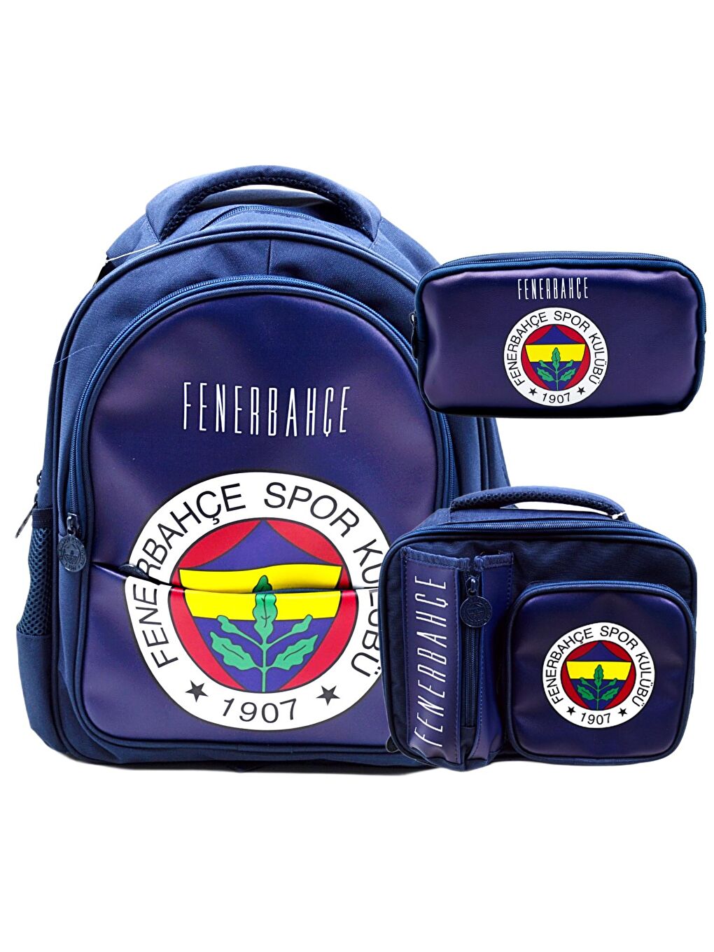 3 Bölmeli Arma Baskılı Suni Deri Okul Sırt Çantası + Beslenme Çantası + Kalemlik