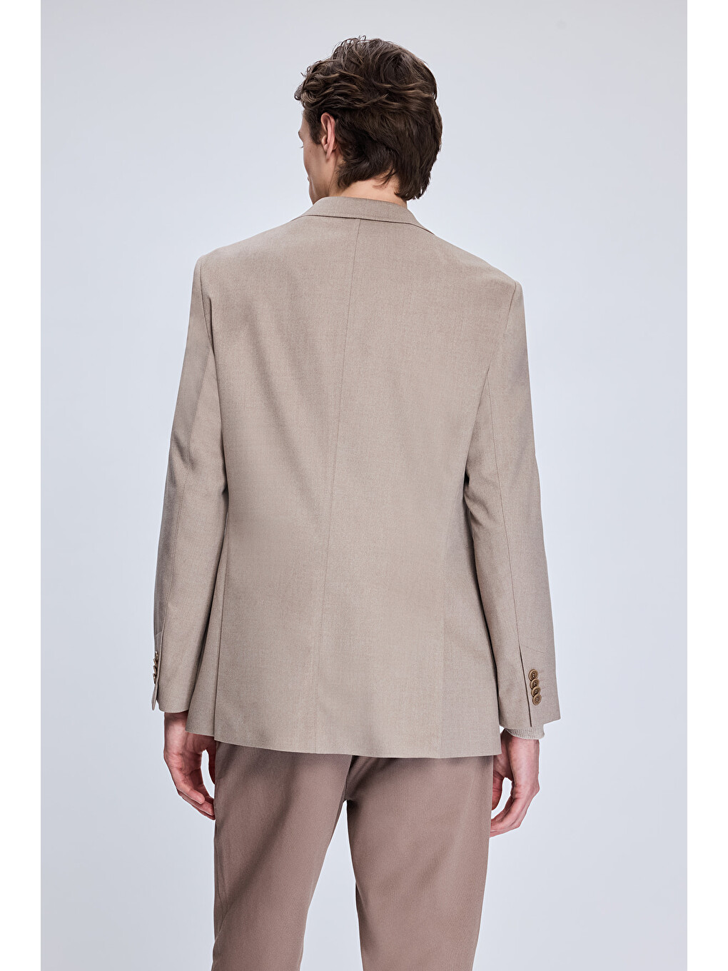 Bej Vizon Slim Fit Mono Yaka Casual Ceket-4