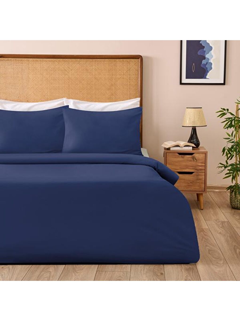 Soft Oxford Yastıklı Tek Kişilik Nevresim Takımı - Lacivert