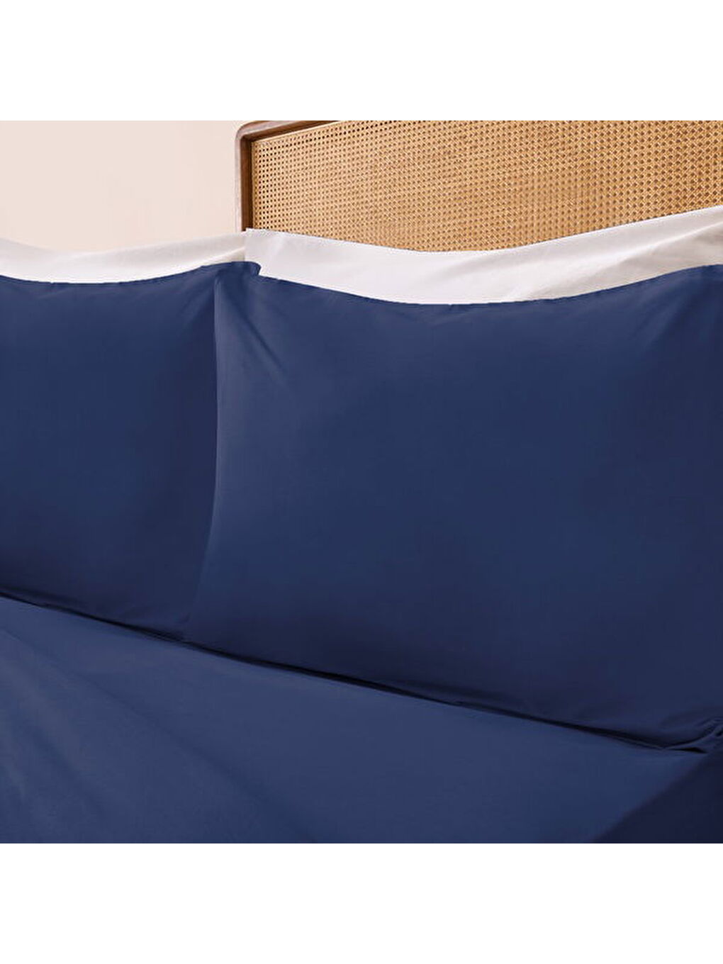 Soft Oxford Yastıklı Tek Kişilik Nevresim Takımı - Lacivert-3