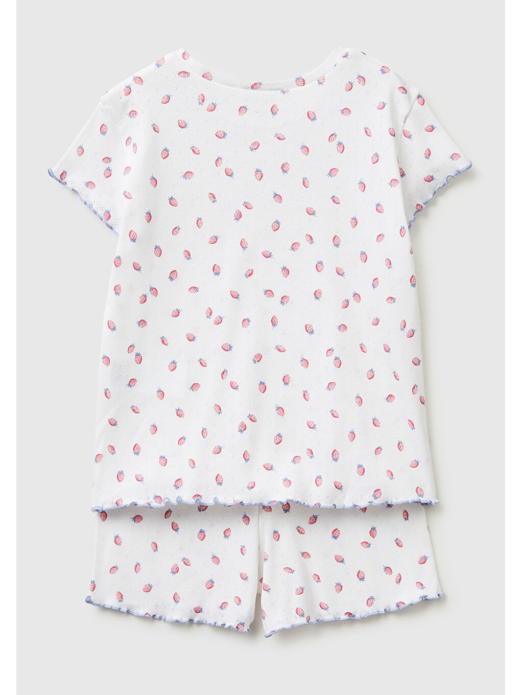 Kız Çocuk Turuncu Desenli Desenli Fırfır Detaylı Kısa Kollu Şortlu Pijama Takımı-1