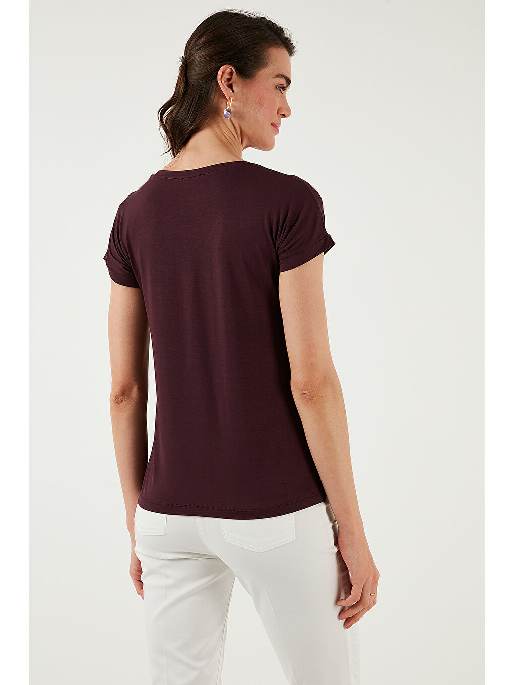 Ekru V Yaka Relaxed Fit Yırtmaç Detaylı 2'li Paket Bluz 5862000S2-5