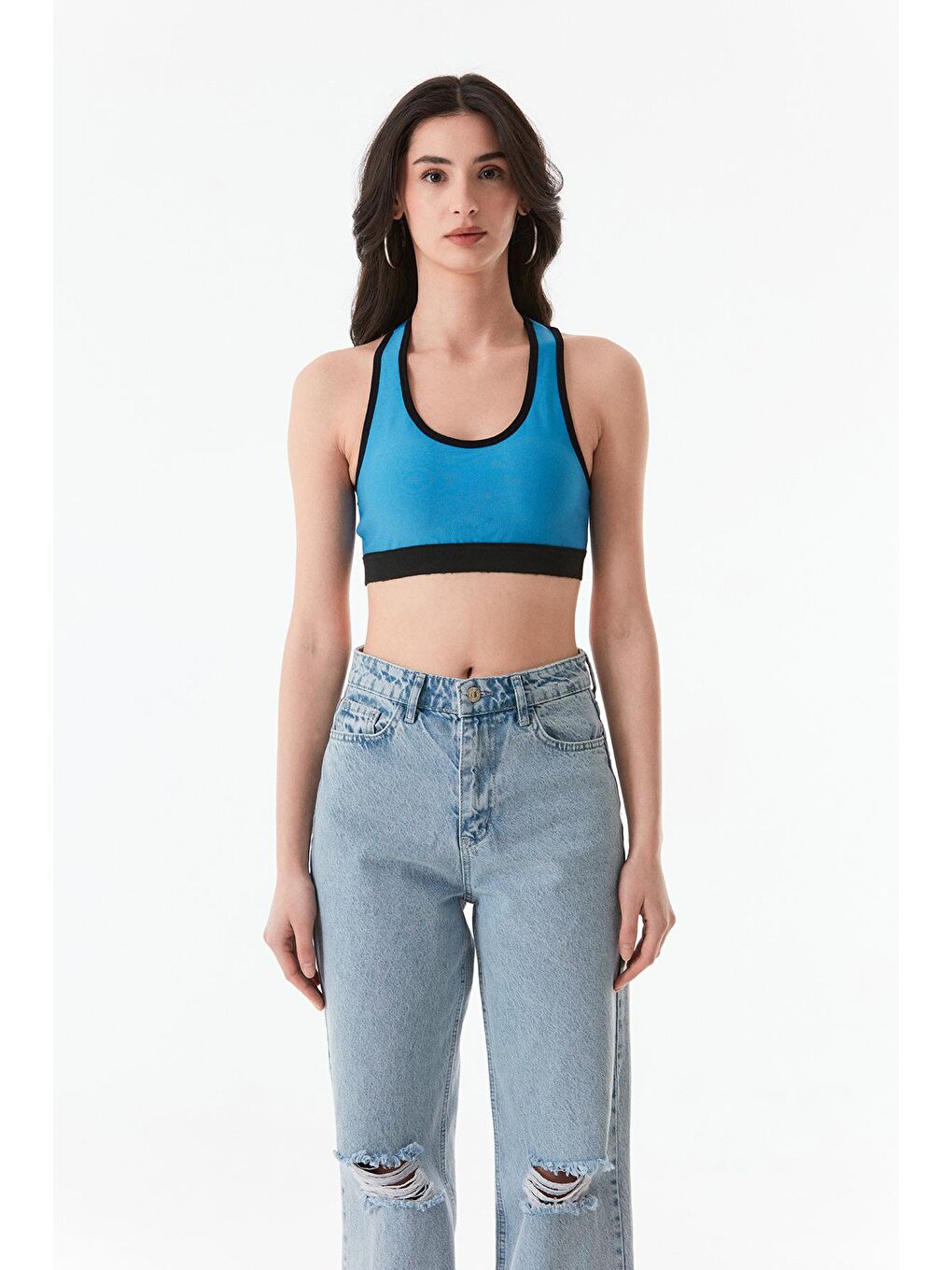 Mavi Kalın Askılı Kaplı Büstiyer-2