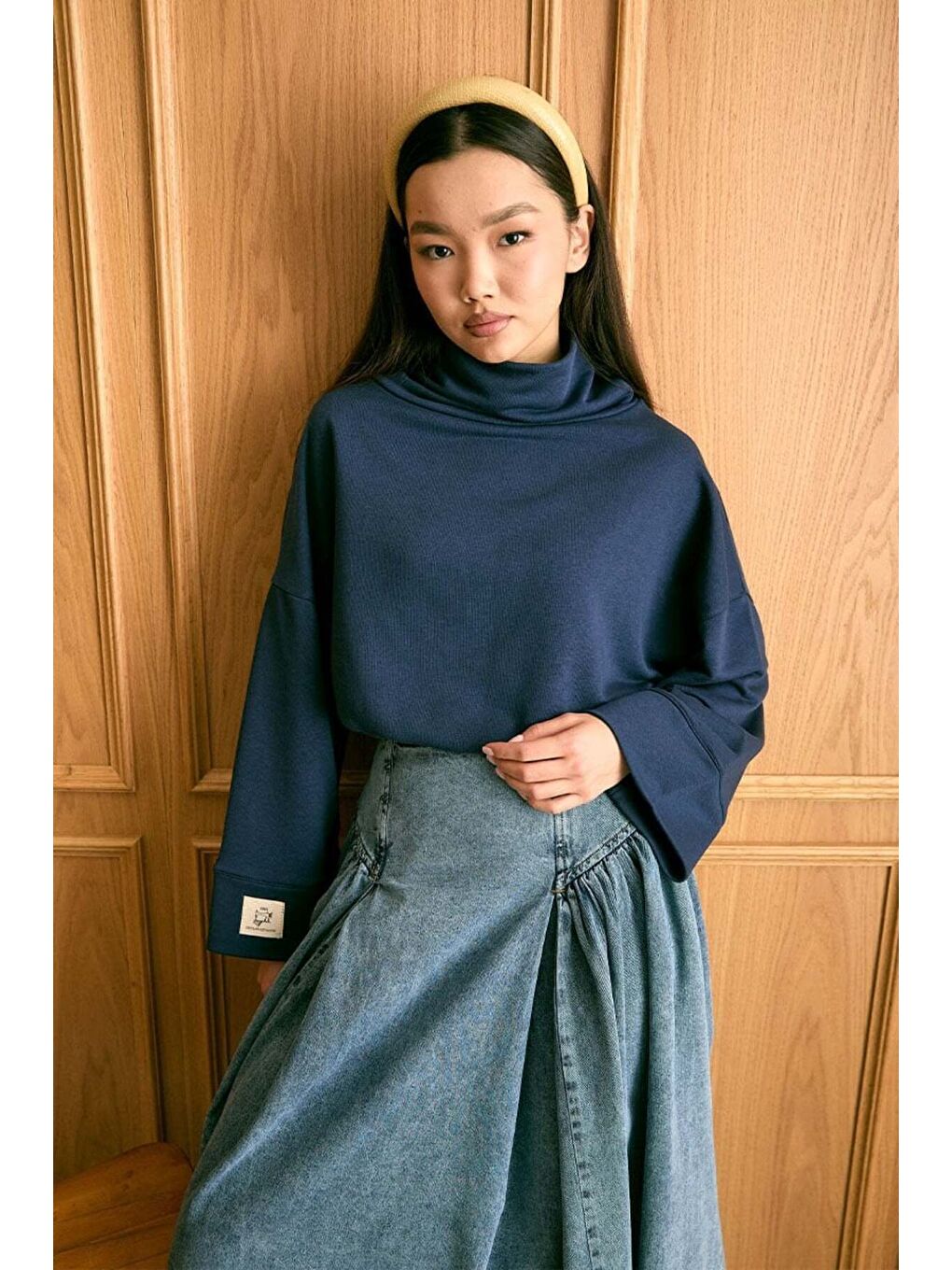 Lacivert Dik Yaka Kışlık Body