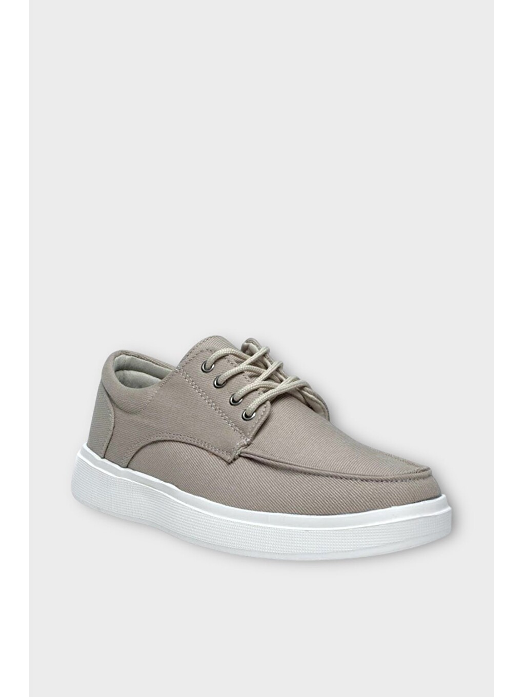 Erkek Keten Gabardin Kumaş Günlük Sneaker Ayakkabı Bej-1