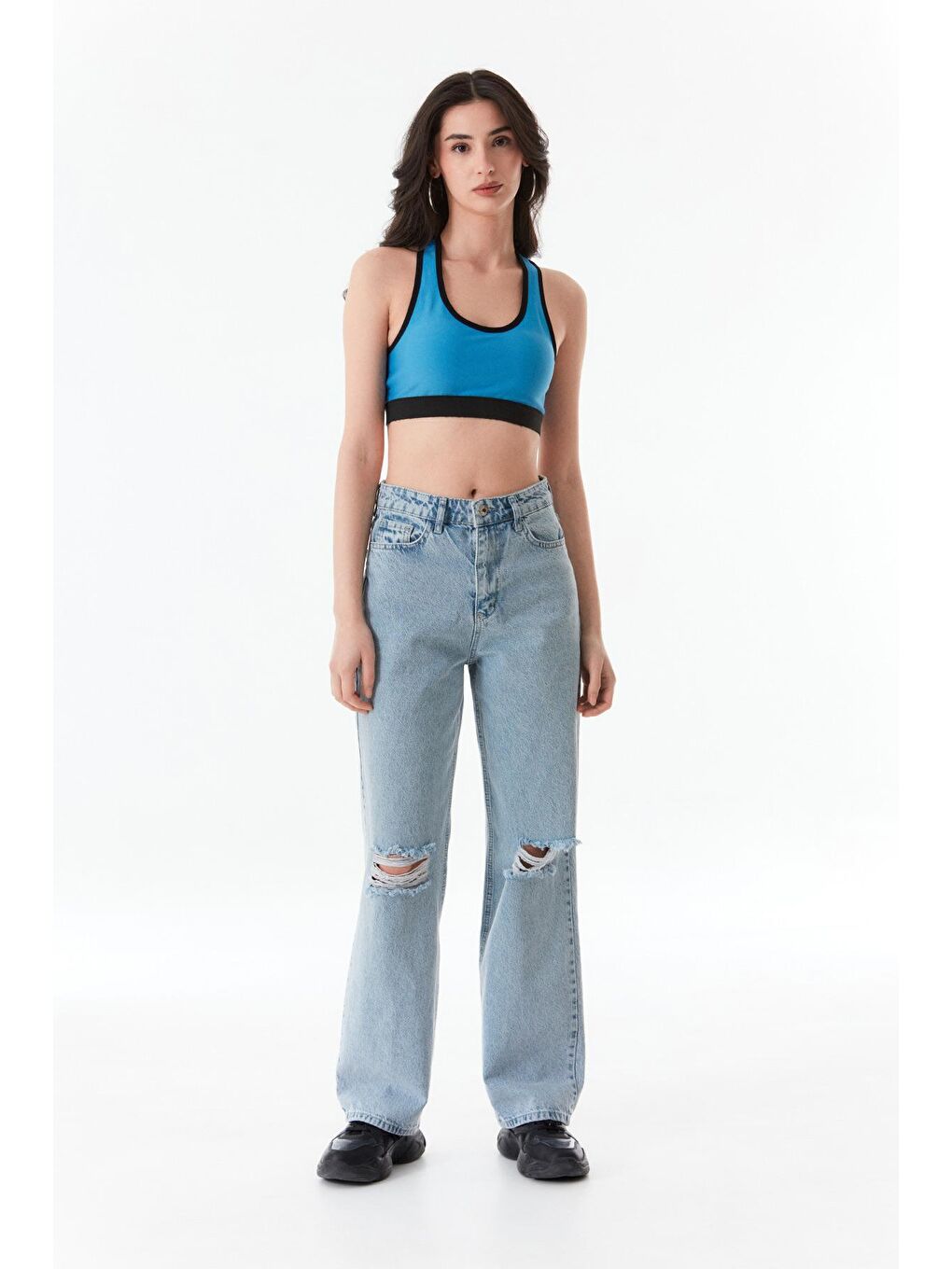 Mavi Kalın Askılı Kaplı Büstiyer-3