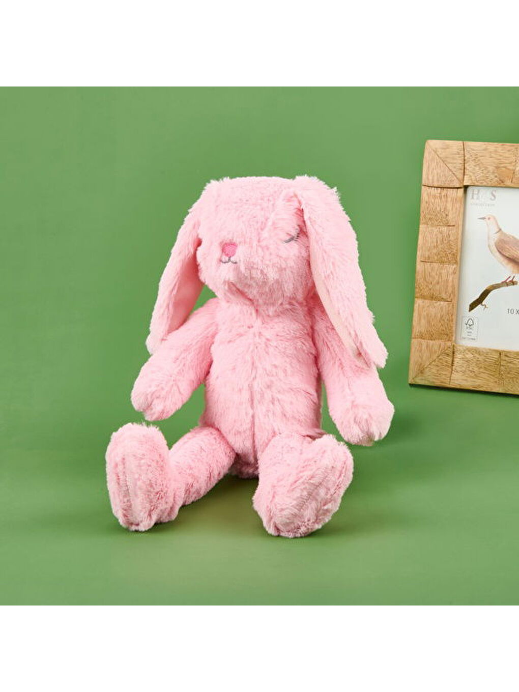 Soft Uyuyan Tavşan Figürlü Yastık - Pembe - 20x35 cm