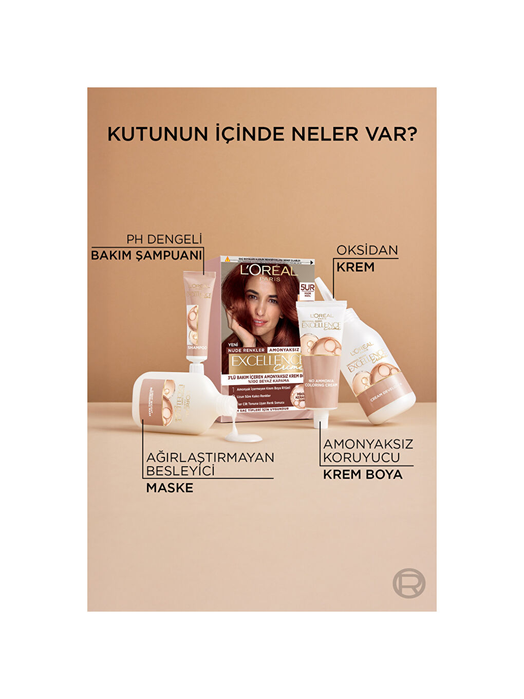 L’Oréal Paris Excellence Creme Nude Renkler Saç Boyası – 5UR Nude Kızıl-5