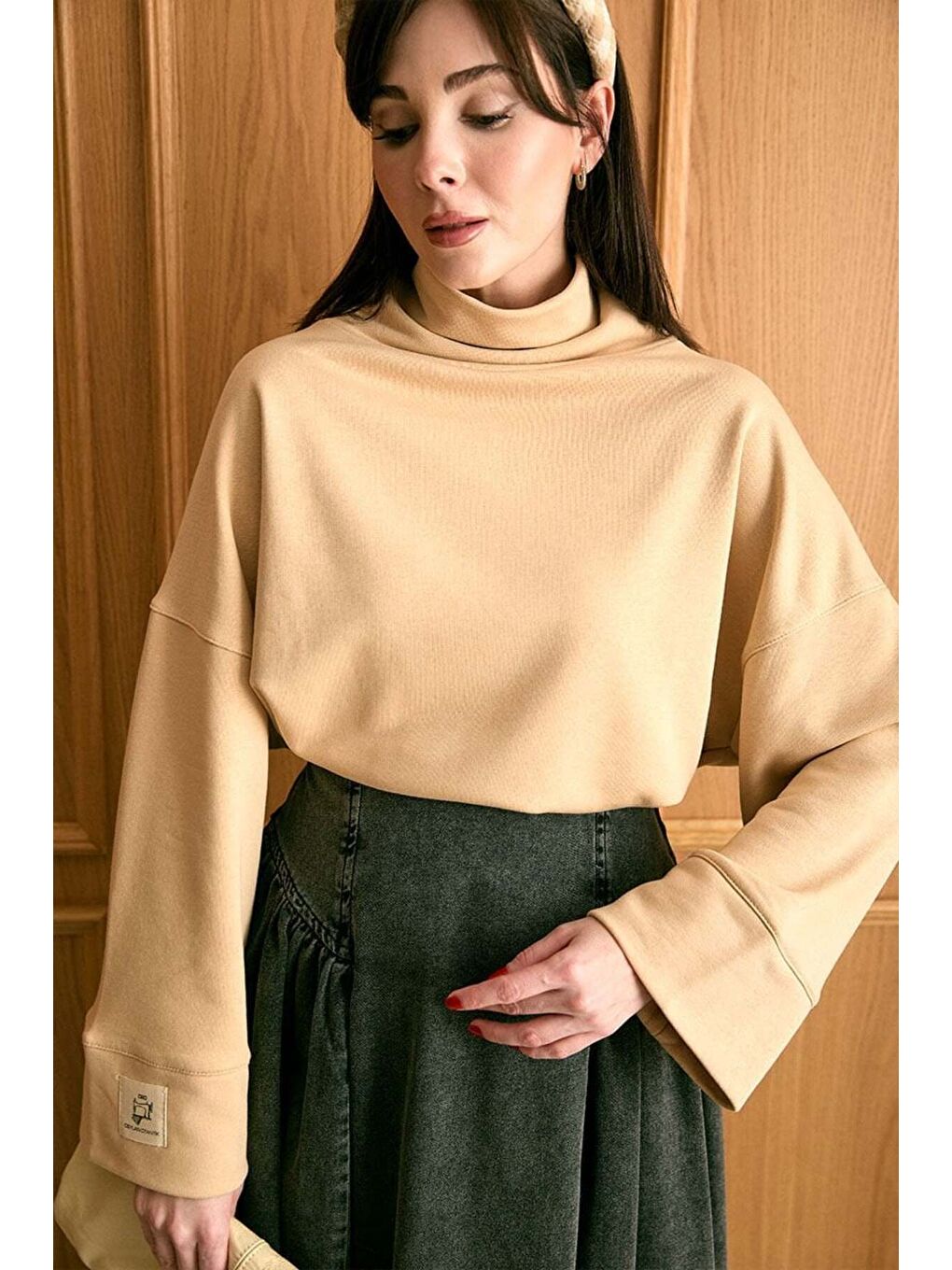 Bej Dik Yaka Kışlık Body-2