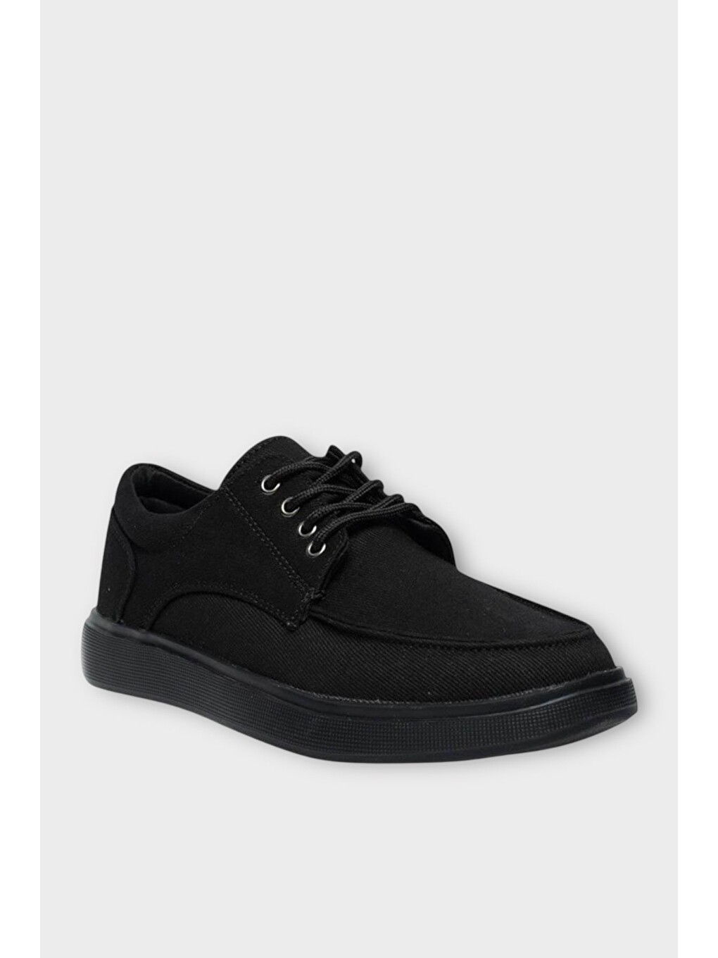 Erkek Keten Gabardin Kumaş Günlük Sneaker Ayakkabı Siyah-1