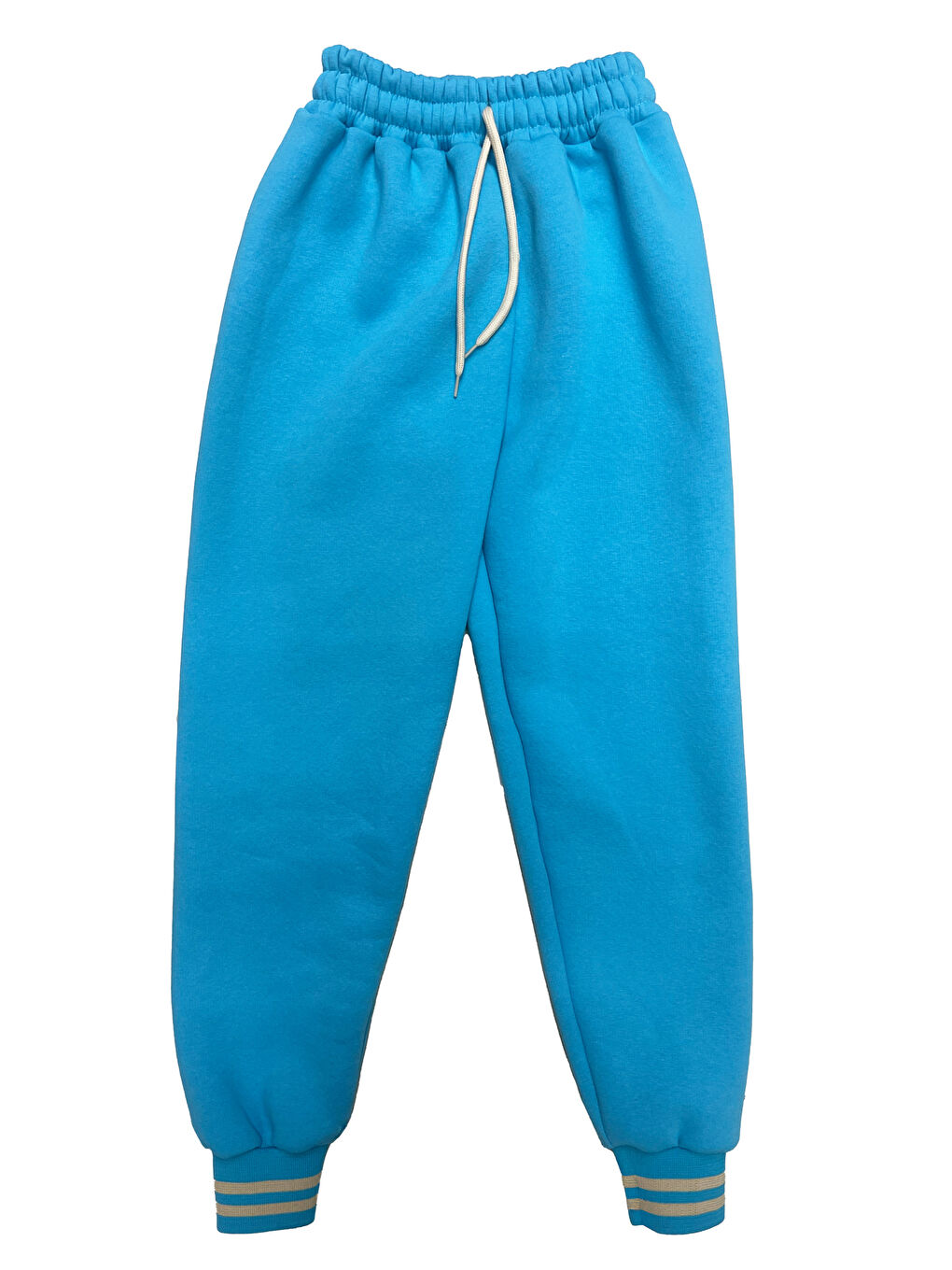 Mavi Kız Çocuk Taş Süslemeli Kapüşonlu Ribana Detaylı 3 İplik Alt-Üst Takım 12338-2