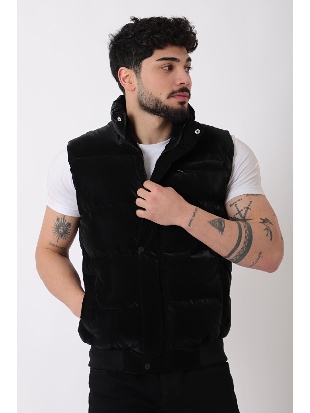 Siyah Göğüs Cepli Bel Lastili Nova Yelek BL 1722_60323-1