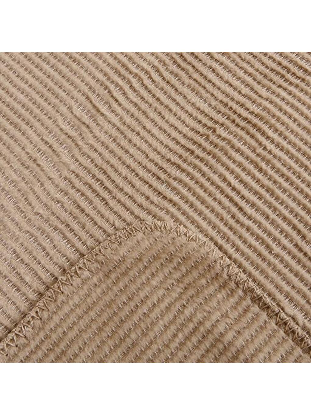 Soft Moza Pamuklu Çift Kişilik Battaniye - Bej - 200x220 cm-3