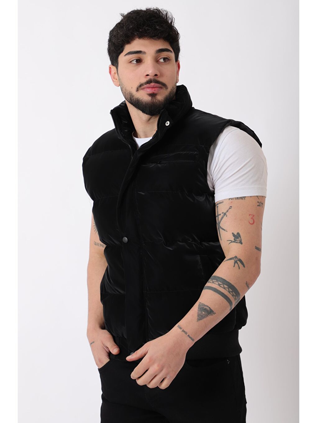 Siyah Göğüs Cepli Bel Lastili Nova Yelek BL 1722_60323-3