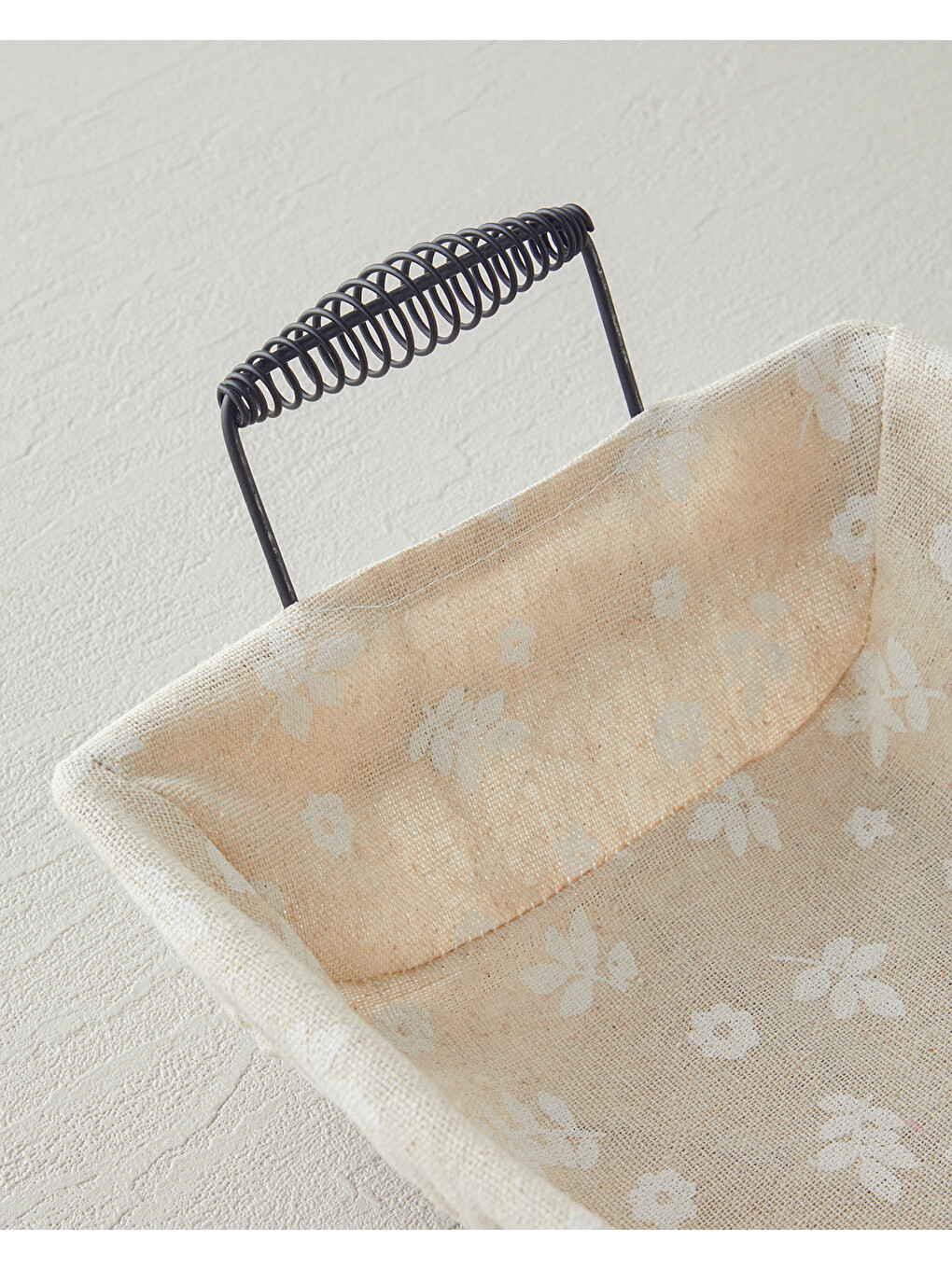 Ekru Woven Metal Ekmek Sepeti 30x23x8,5 Cm Krem-2