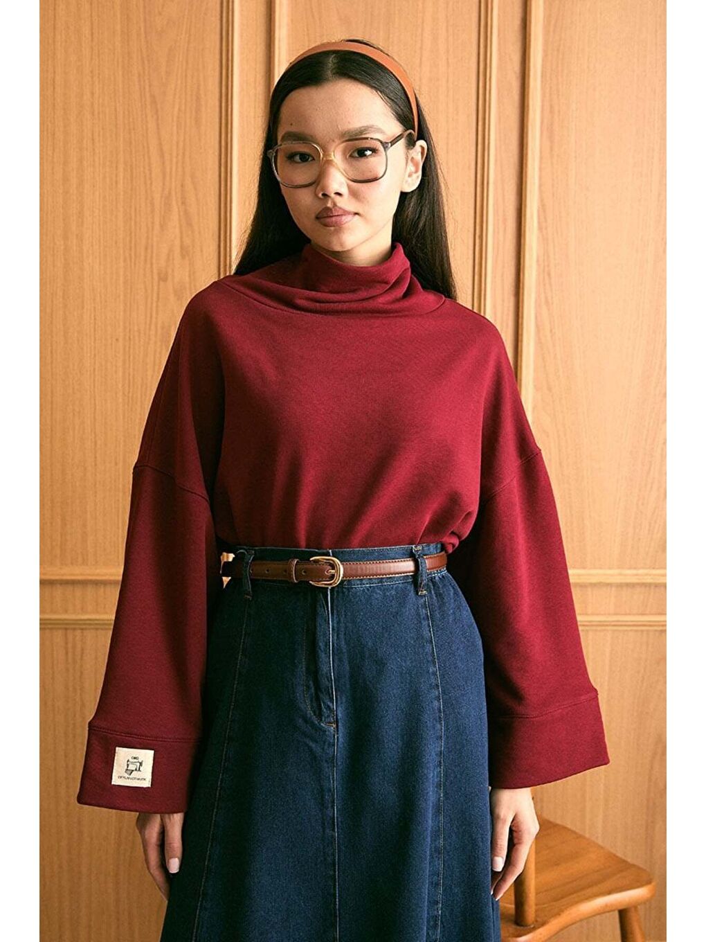 Bordo Dik Yaka Kışlık Body-1