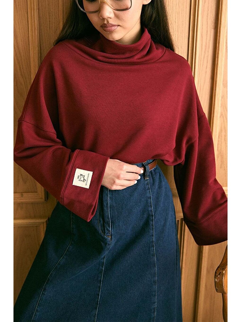 Bordo Dik Yaka Kışlık Body-2