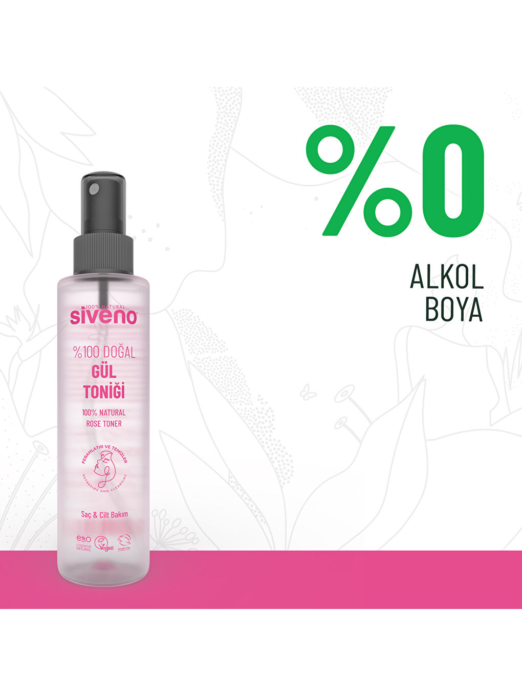 %100 Doğal Gül Suyu Arındırıcı Ferahlatıcı Canlandırıcı Cilt ve Saç Toniği 150 ml-2
