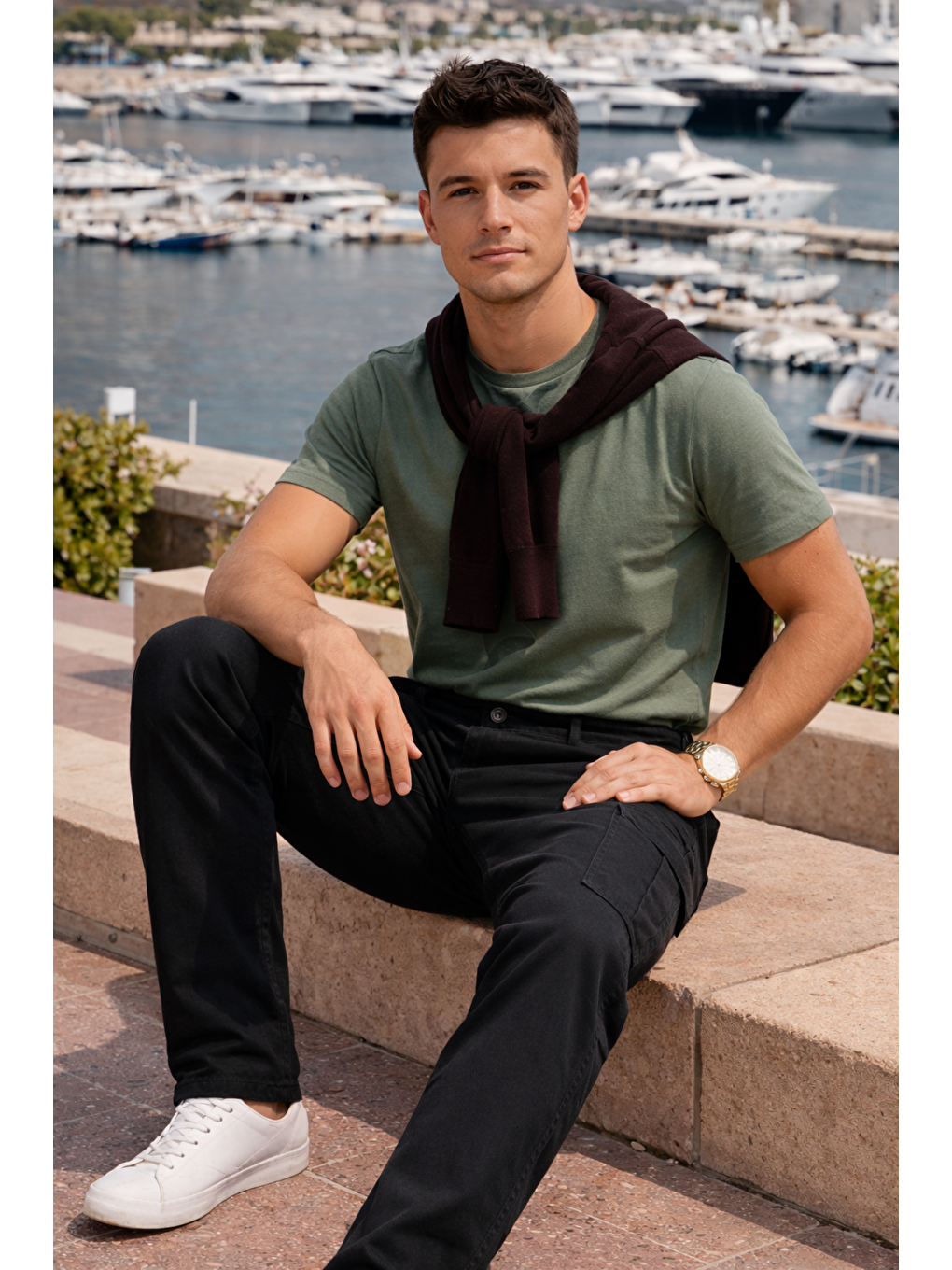 Erkek Relax Fit Siyah Baggy Kargo Pantolon-3