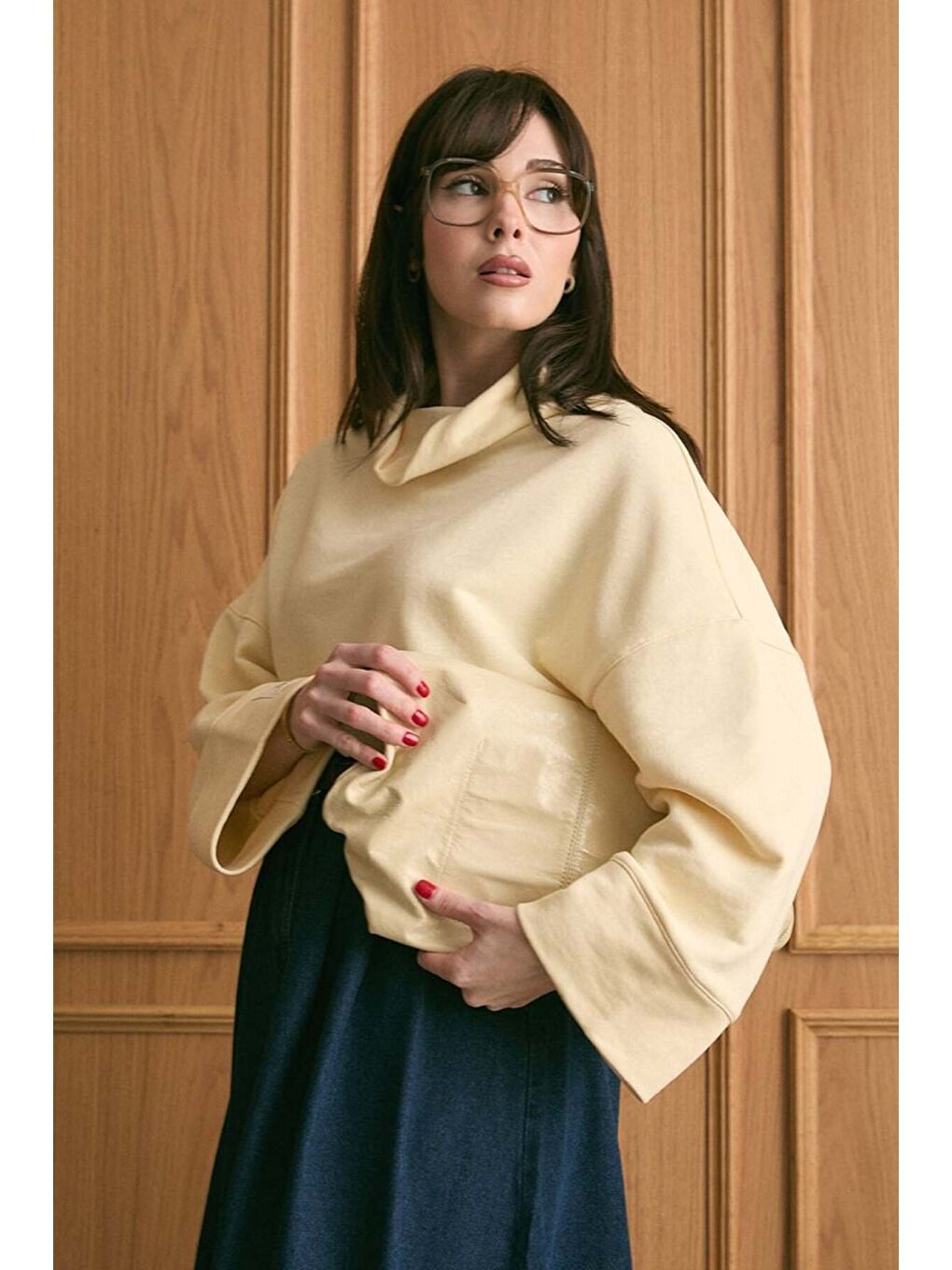 Tereyağ Sarısı Dik Yaka Kışlık Body-1