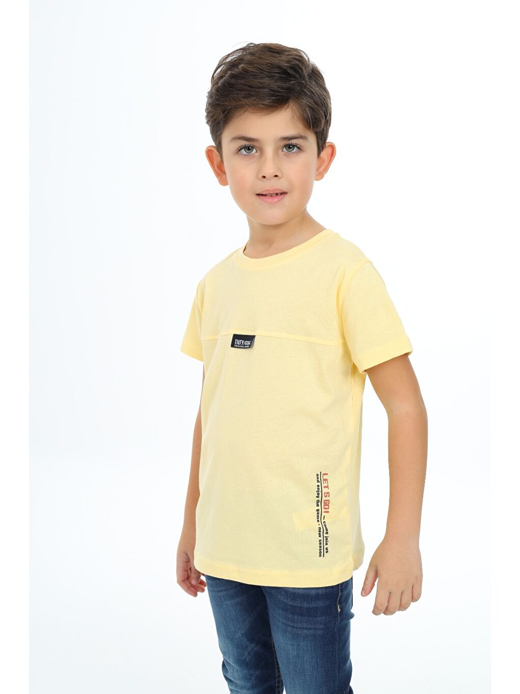 Sarı Erkek Çocuk Baskılı Tişört-1