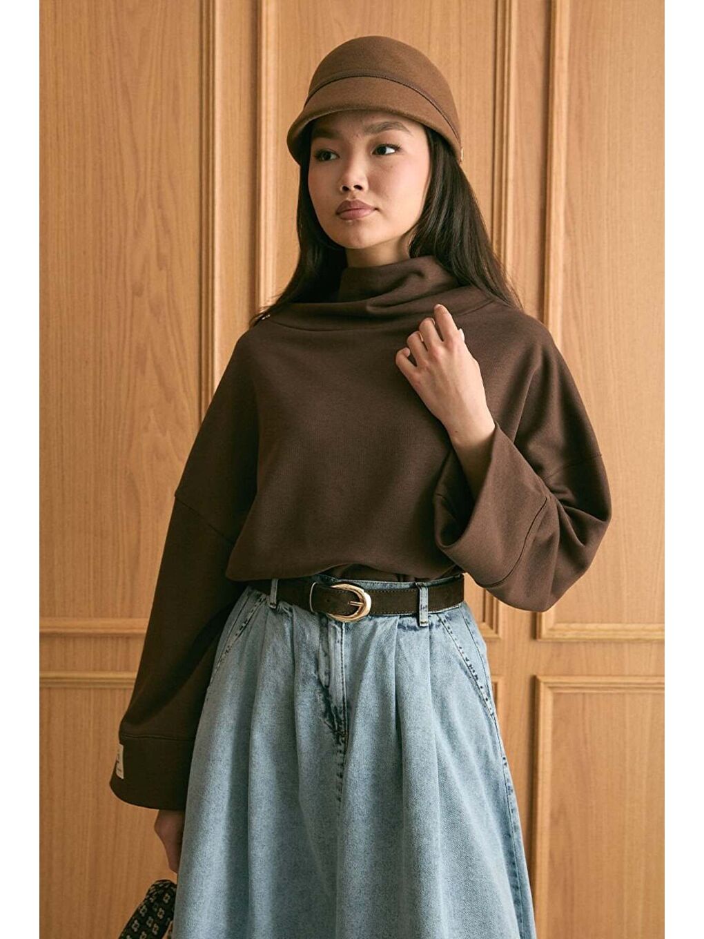 Kahverengi Acı Kahve Dik Yaka Kışlık Body-1