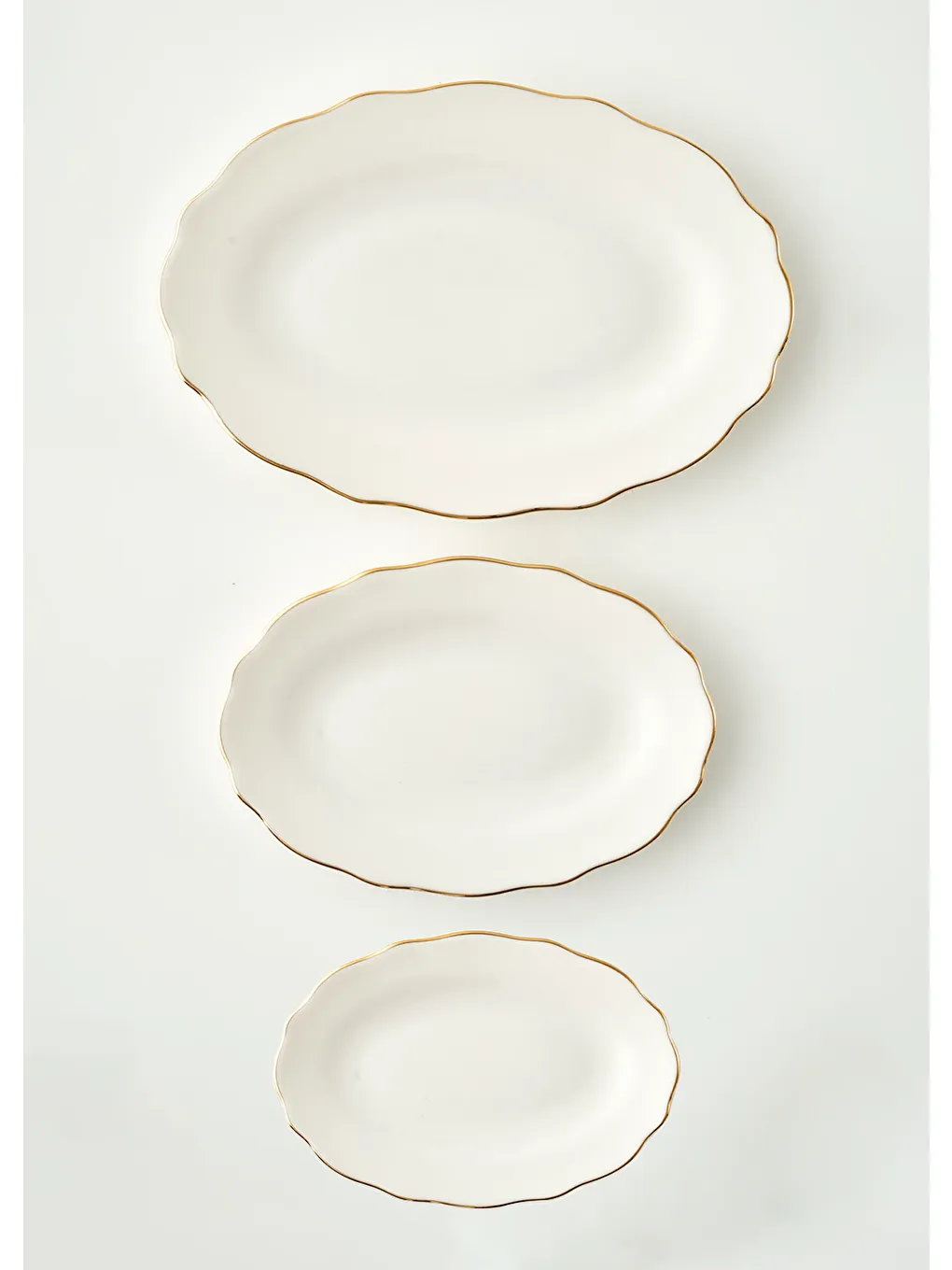 Sarı Victoria Porselen 3'lü Sunum Tabağı Gold