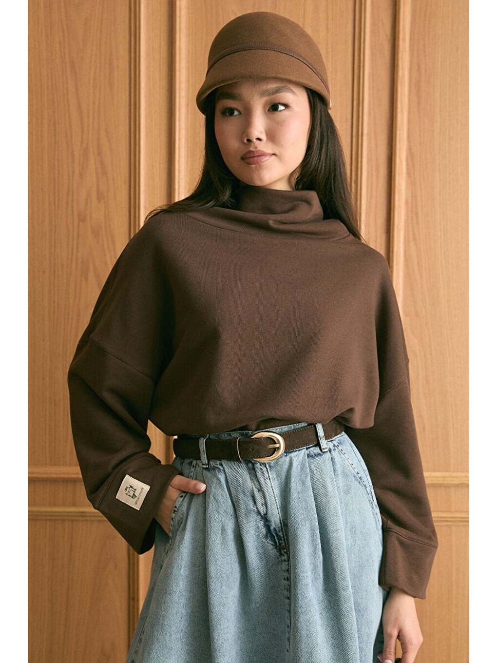 Kahverengi Acı Kahve Dik Yaka Kışlık Body-2