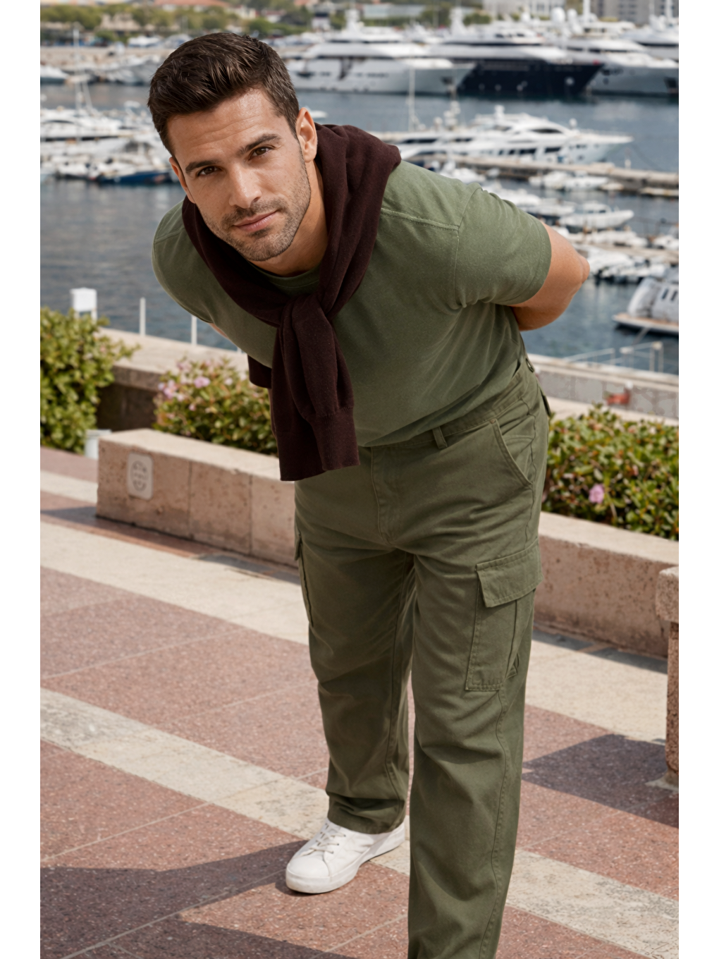 Erkek Relax Fit Haki Baggy Kargo Pantolon-3
