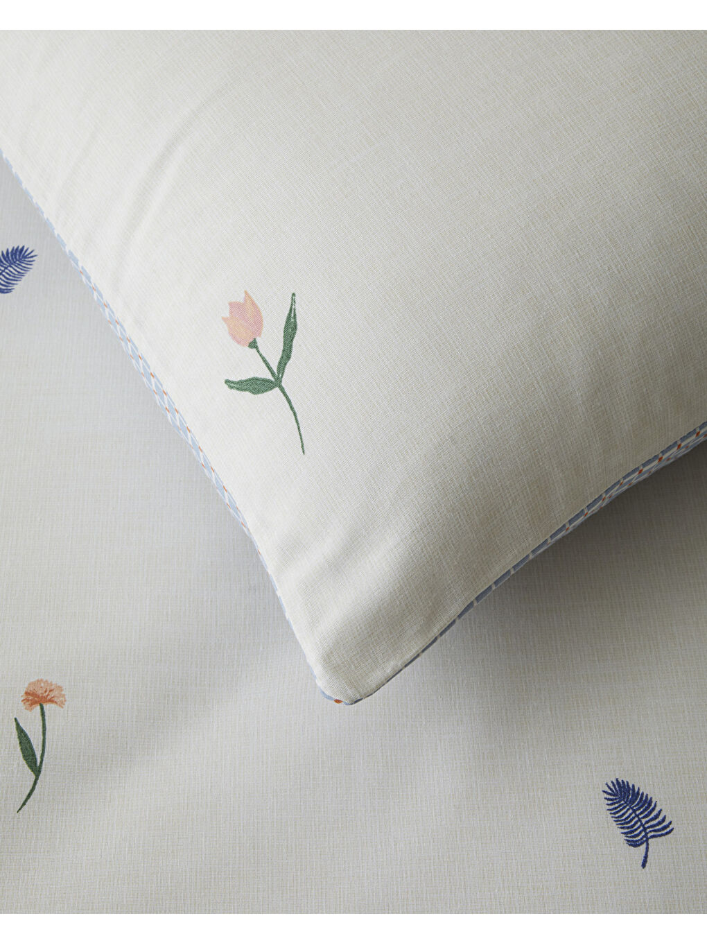 Flowery Kolay Ütülenir Çift Kişilik Nevresim Takımı 200x220 cm Mavi - Yeşil-2