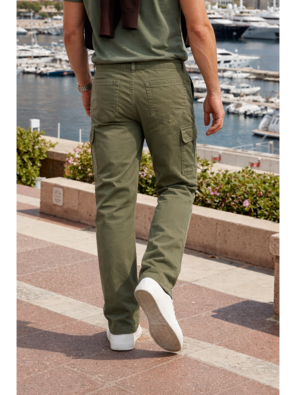 Erkek Relax Fit Haki Baggy Kargo Pantolon-5