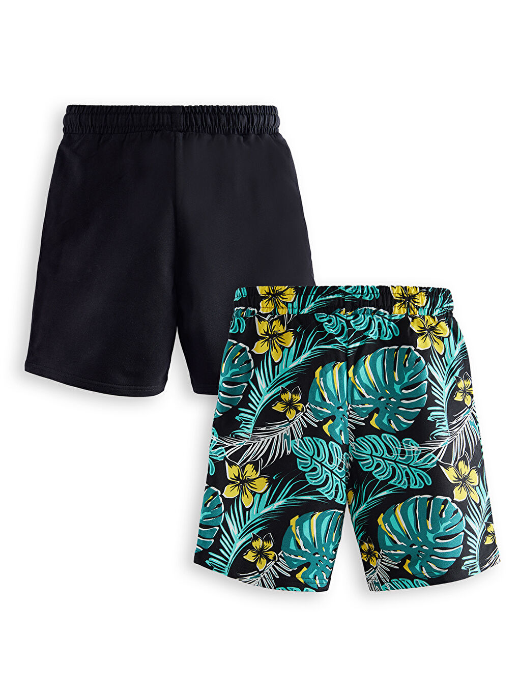Siyah Hawai Erkek Çocuk 2'Li Şort Takım-1