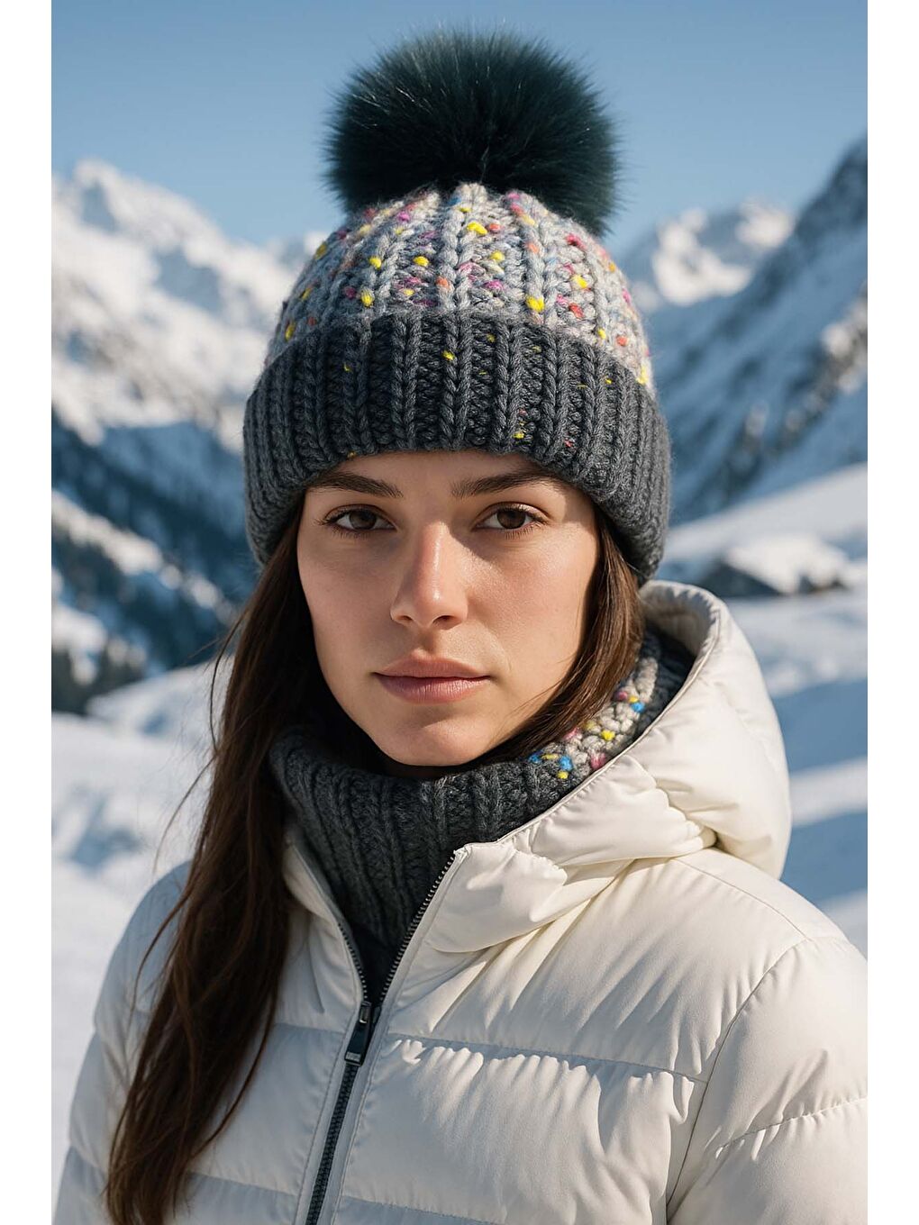 Ponpon Detay Kadın Bere RKŞ-1142 Antrasit