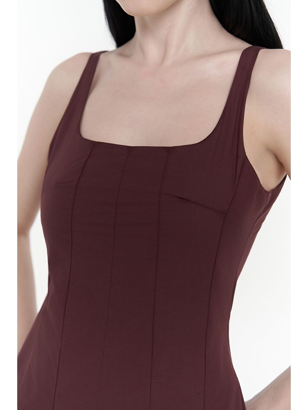 Garda Uzun Bordo Balon Elbise-6