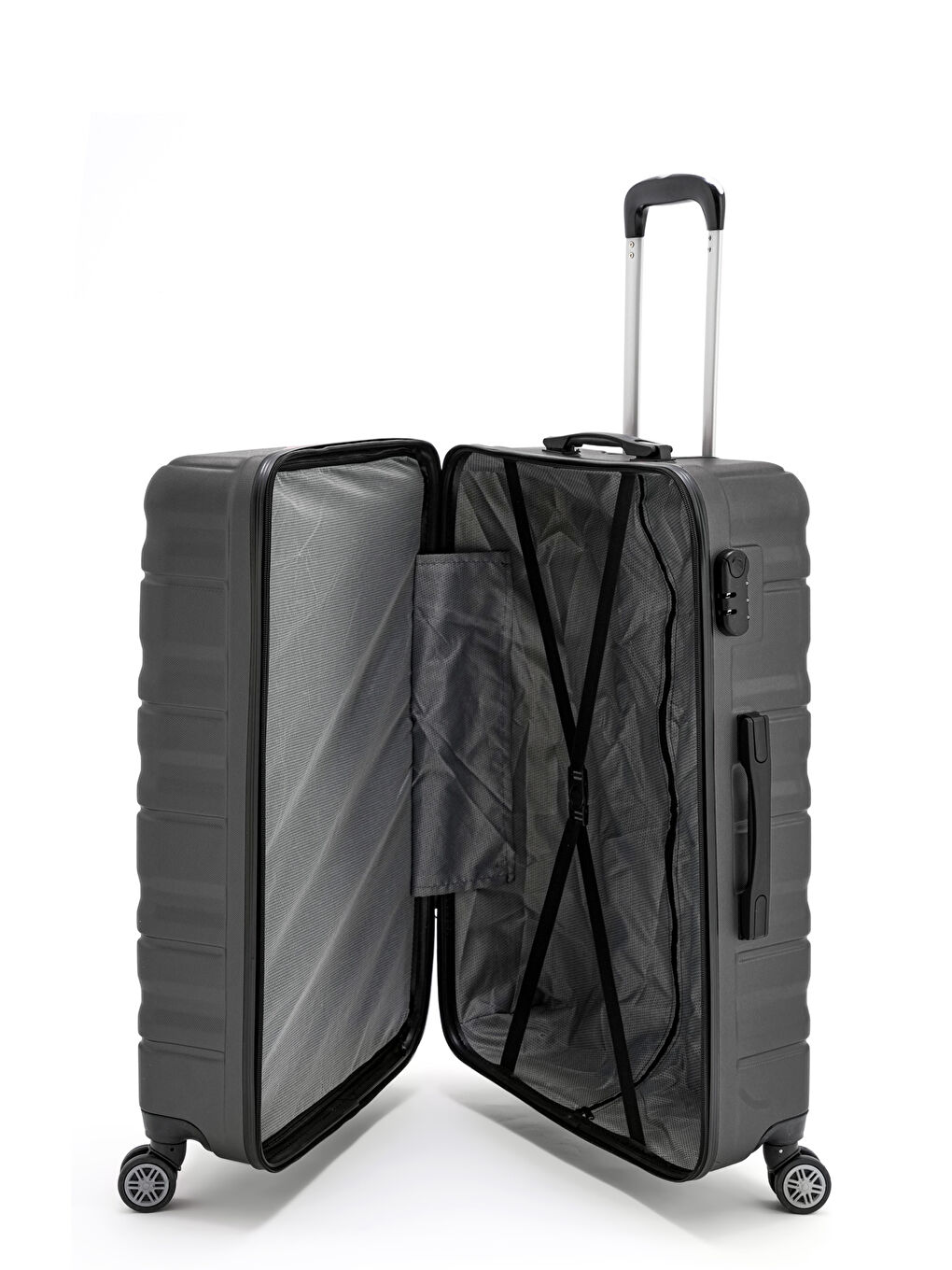 Antrasit Abs Baklava Desenli Valiz Seti-7