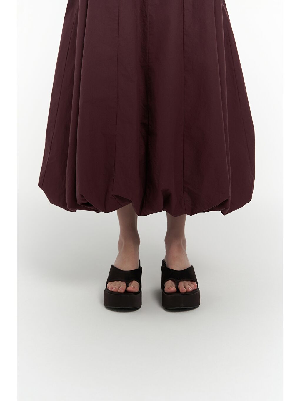 Garda Uzun Bordo Balon Elbise-7