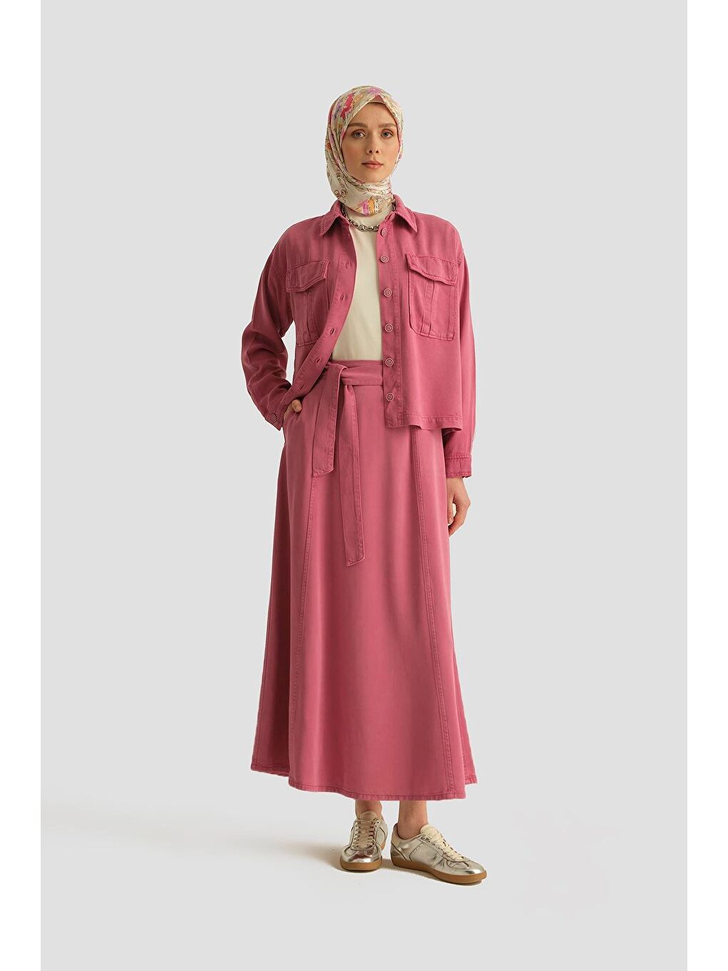 Pembe Ceketli Lyocell Takım 25Yd9137 Sümbül-1